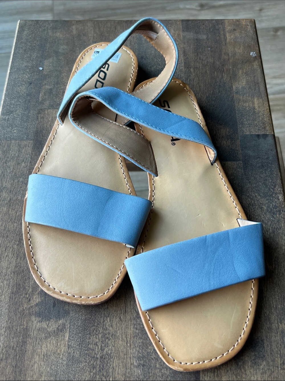 Soda Light Blue Strappy Flat Sandals NWT